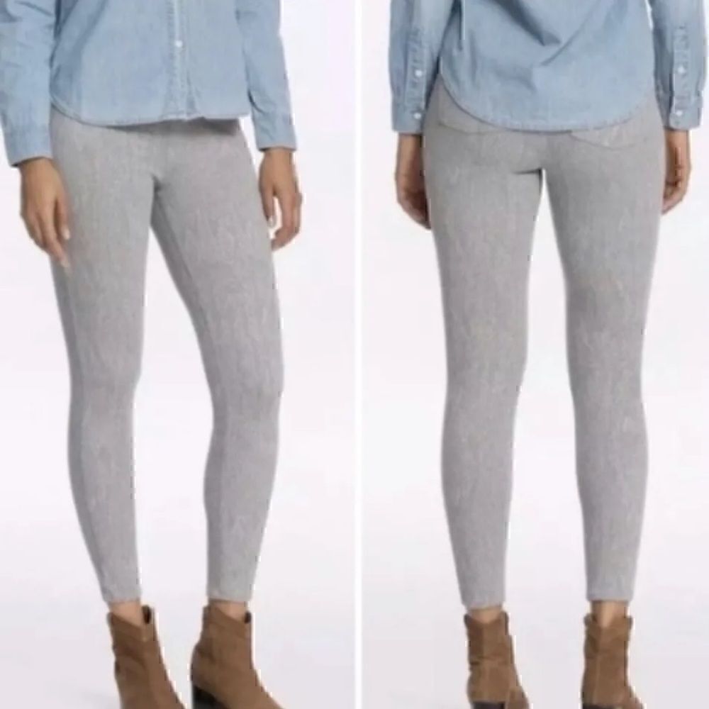 ‎Spanx Jean-ish Ankle Leggings Womens Medium gray Snakeskin Print